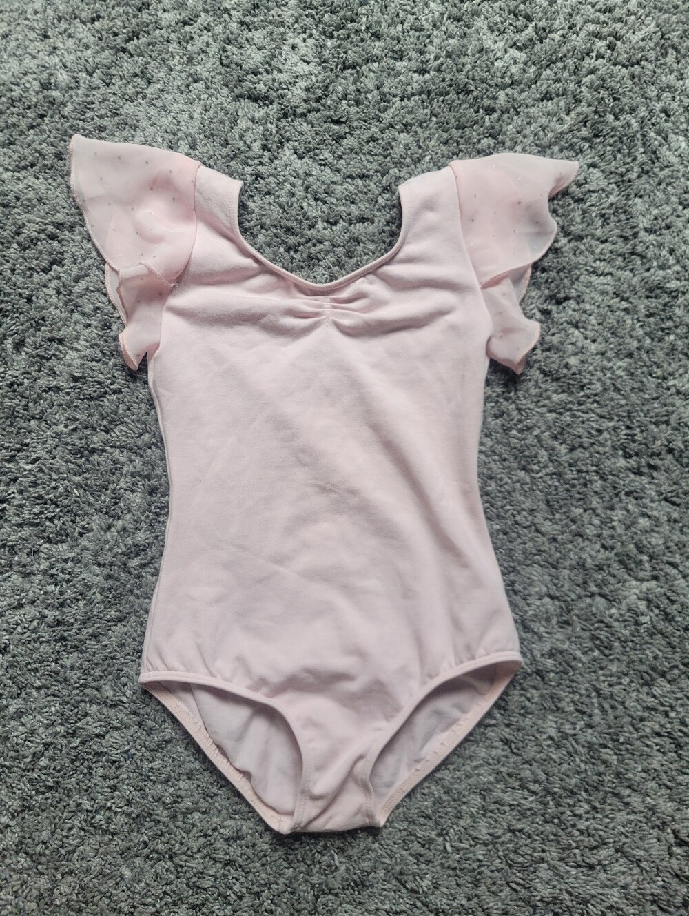 Bloch Light Pink Flutter-Sleeve Dance Leotard Size 4-6 Ballet Dance
